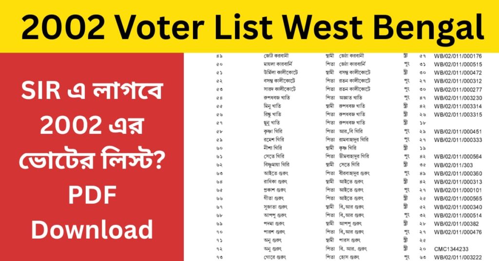 2002 Voter list West Bengal : Download Voter List 2002 West Bengal